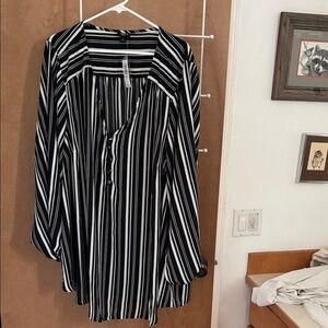 Torrid Black and White Striped Blouse